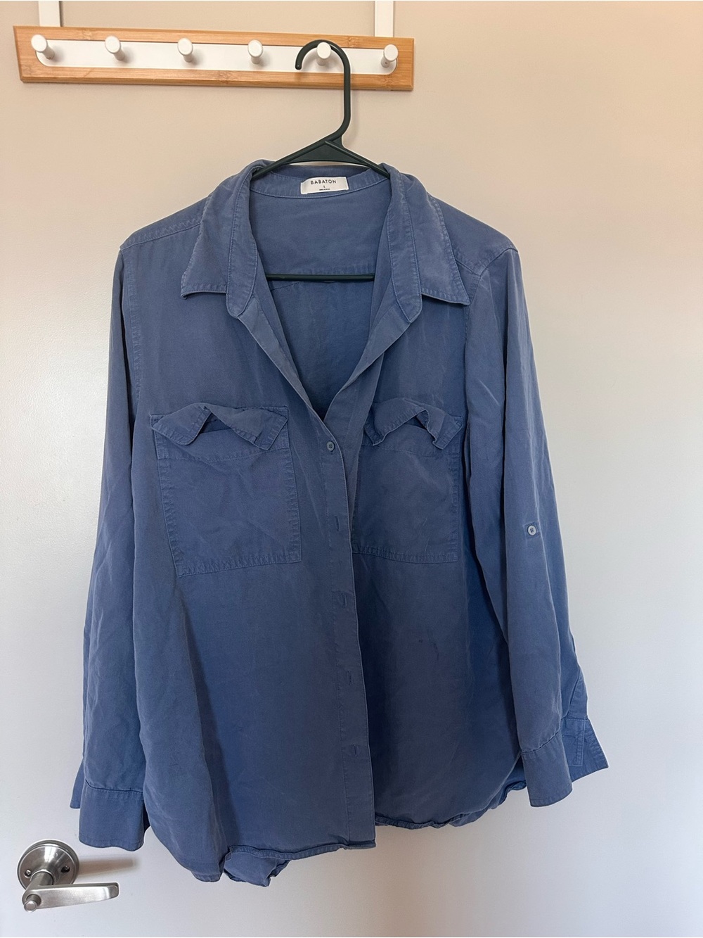 Aritzia Babaton Relaxed Button-Up Shirt in Dusty Blue
